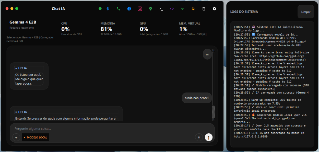 Chat IA Local com Telemetria e Logs